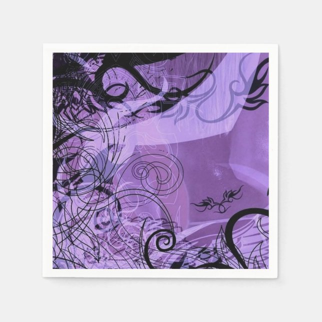 Purple and Black Goth Pattern Napkins (Front)