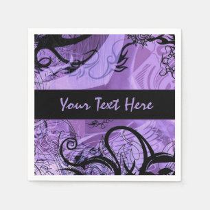 Purple and Black Goth Pattern Personalised Napkins