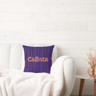 Purple and Black Goth Stripes Cushion