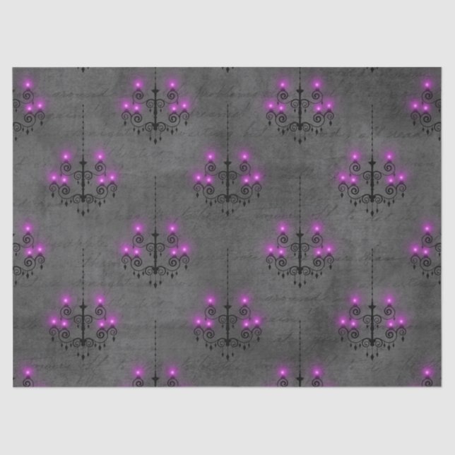 Purple and Black Gothic Chandelier Decoupage Tissue Paper (Front)