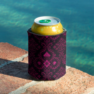 Purple and black gothic damask pattern can cooler