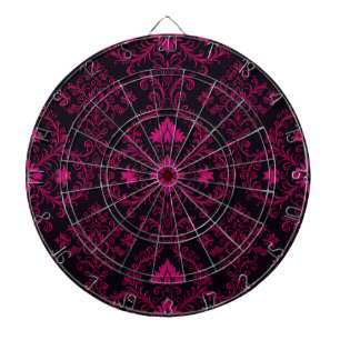 Purple and black gothic damask pattern dartboard