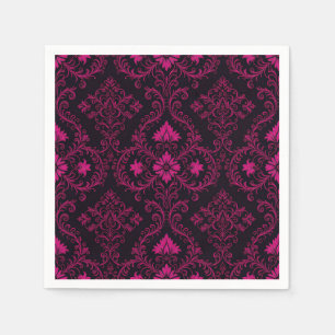 Purple and black gothic damask pattern napkin