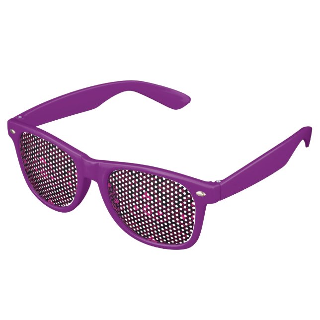 Purple and black gothic damask pattern retro sunglasses (Angled)