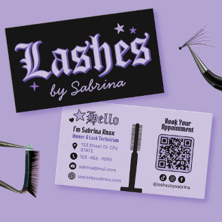 Purple and Black Gothic Lash Artist Business Card