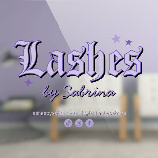 Purple and Black Gothic Lash Artist Business Window Cling