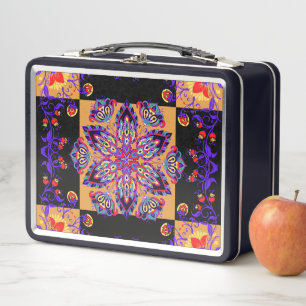 Purple and Black Graphic Artwork, Violet Nature Metal Lunch Box