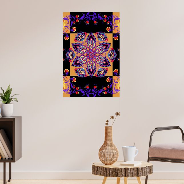 Purple and Black Graphic Artwork, Violet Nature Poster (Living Room 3)