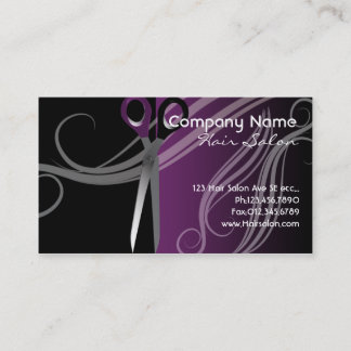 purple and black hair salon business cards