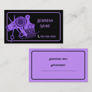 Purple And Black Hair Stylist Business Card