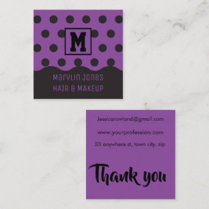 PURPLE AND BLACK HALLOWEEN POLKA DOT SQUARE BUSINESS CARD