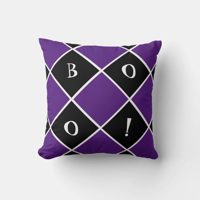 purple and black Halloween Throw Pillow (Front)