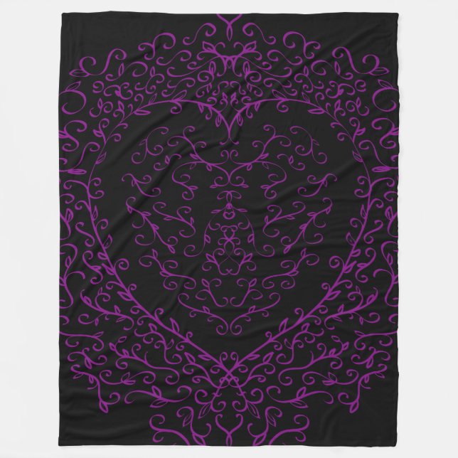 Purple and Black Heart Gothic Wedding Blanket (Front)