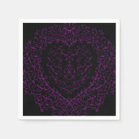 Purple and Black Heart Gothic Wedding Napkins