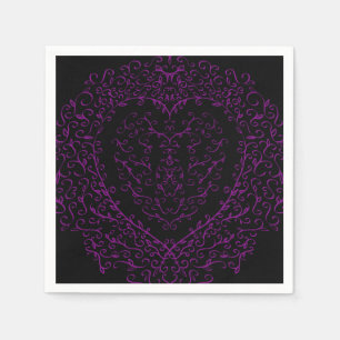 Purple and Black Heart Gothic Wedding Napkins