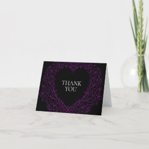 Purple and Black Heart Gothic Wedding Thank Yous Thank You Card