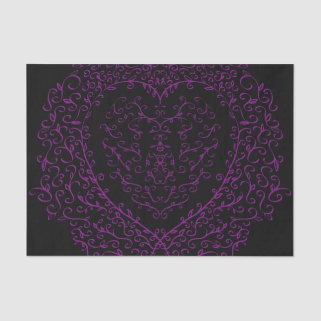 Purple and Black Heart Gothic Wedding Tissue Paper (Front)