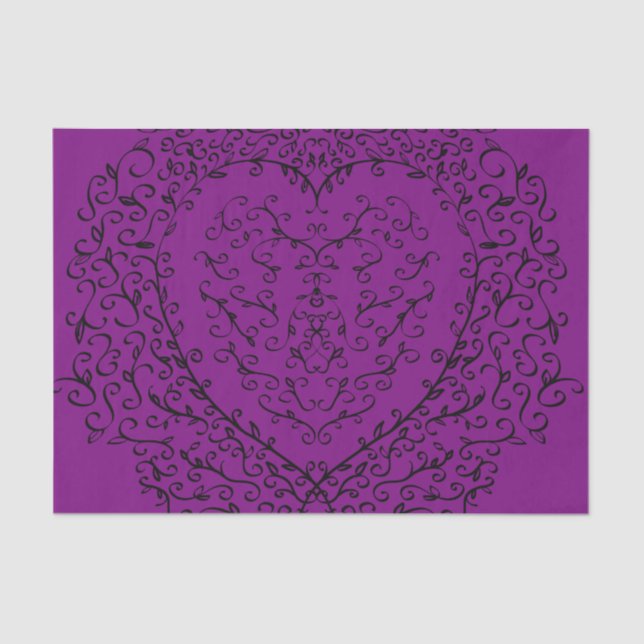 Purple and Black Heart Gothic Wedding Tissue Paper (Front)