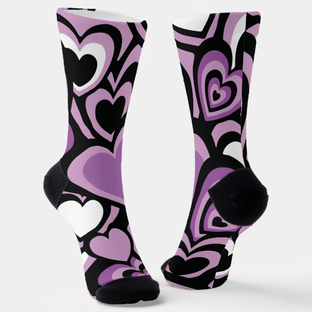 Purple and black heat seamless pattern socks (Angled)