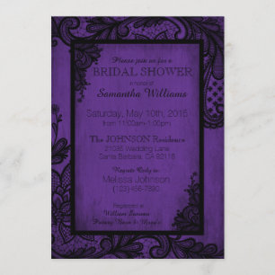 Purple and Black Lace Gothic Bridal Shower Invitation