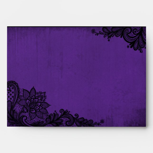 Purple and Black Lace Gothic Wedding Envelopes (Front)