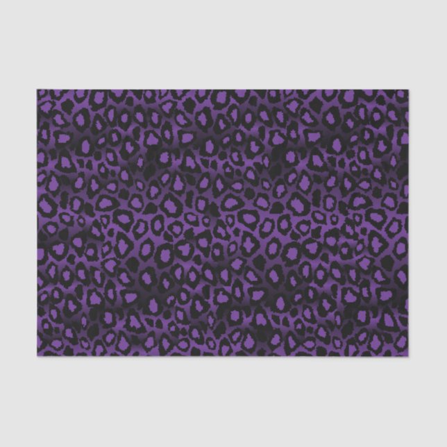 Purple and Black Leopard Animal Print Tissue Paper (Front)