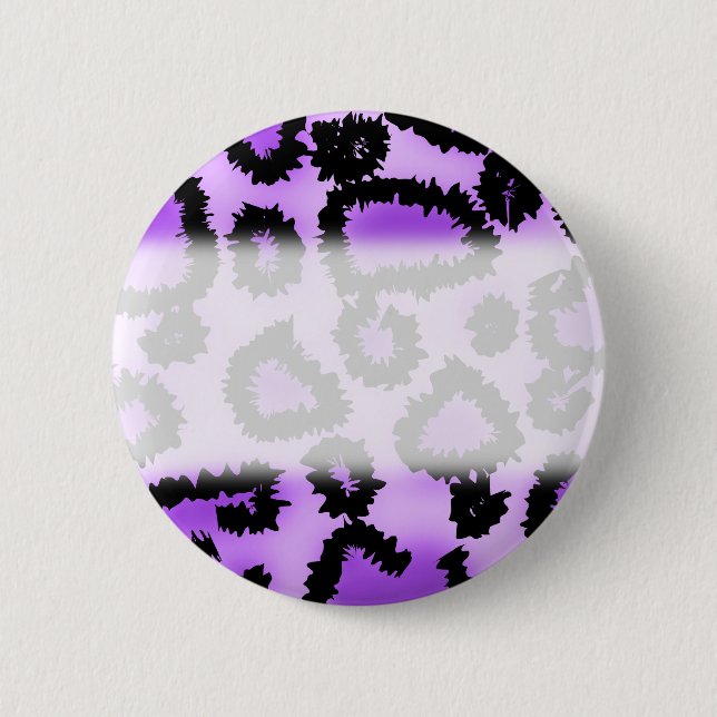 Purple and Black Leopard Print Pattern. 6 Cm Round Badge (Front)