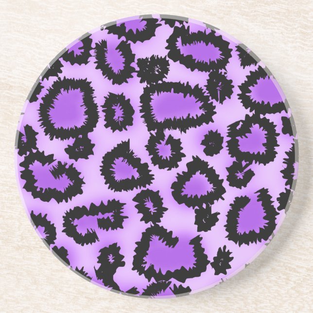Purple and Black Leopard Print Pattern. Coaster (Front)