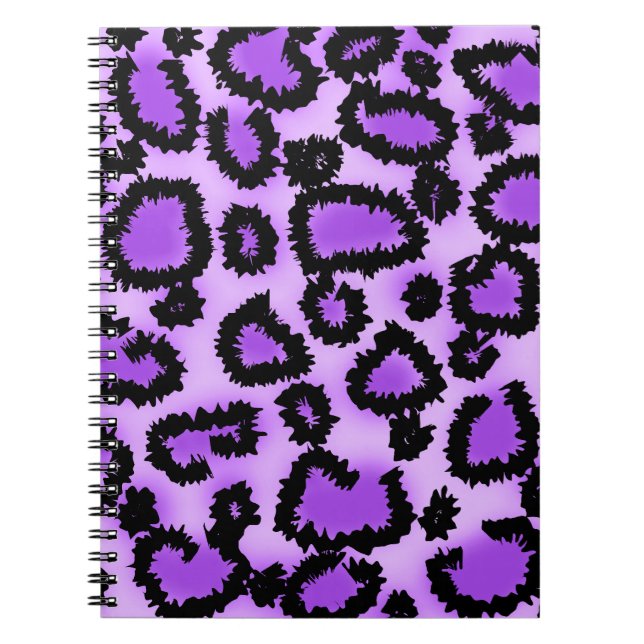 Purple and Black Leopard Print Pattern. Notebook (Front)