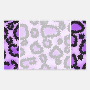 Purple and Black Leopard Print Pattern. Rectangular Sticker
