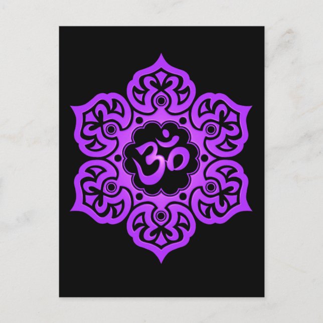 Purple and Black Lotus Flower Om Postcard (Front)