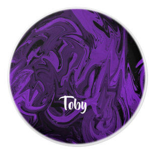 Purple and black marble polished ceramic knob