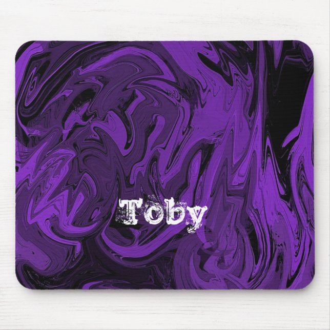 Purple and black marble polished mouse mat (Front)