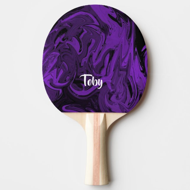 Purple and black marble polished ping pong paddle (Front)