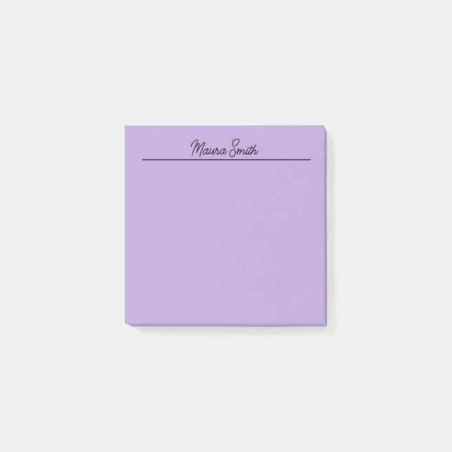 Purple and black minimalist custom name post-it notes (Front)