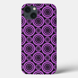 Purple and Black Modern Circles Pattern iPhone 13 Case