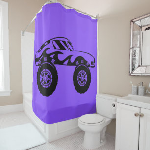 Purple and Black Monster Truck Shower Curtain