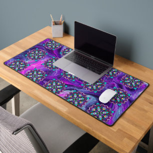 Purple and Black Mystical Colourful Mandala Desk Mat