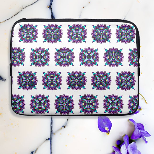 Purple and Black Mystical Colourful Mandala  Laptop Sleeve (Creator Uploaded)