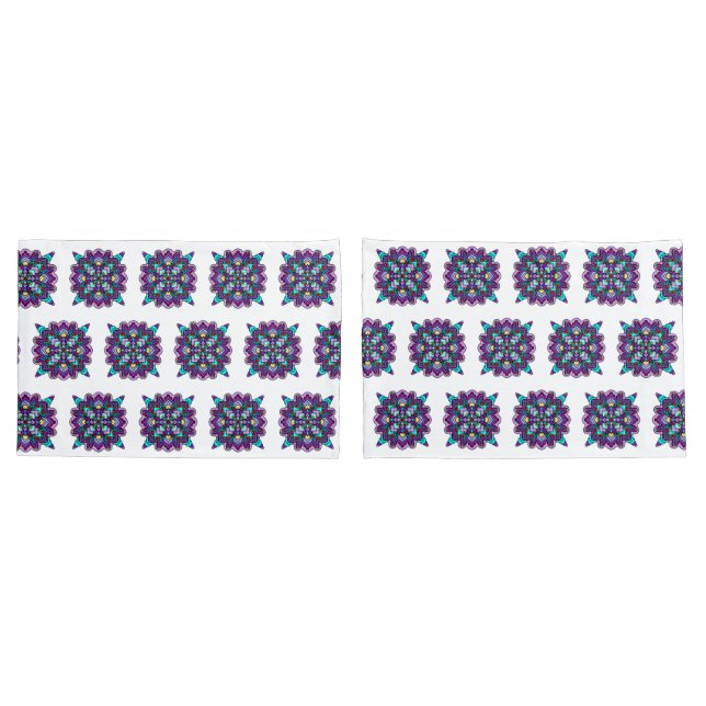 Purple and Black Mystical Colourful Mandala  Pillowcase (Back-Set)