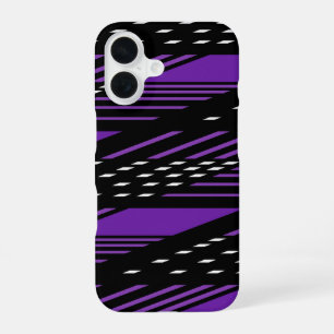 Purple and Black Patterned Iphone 16 Mobile Case