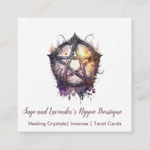 Purple and Black Pentagram Square Business Card