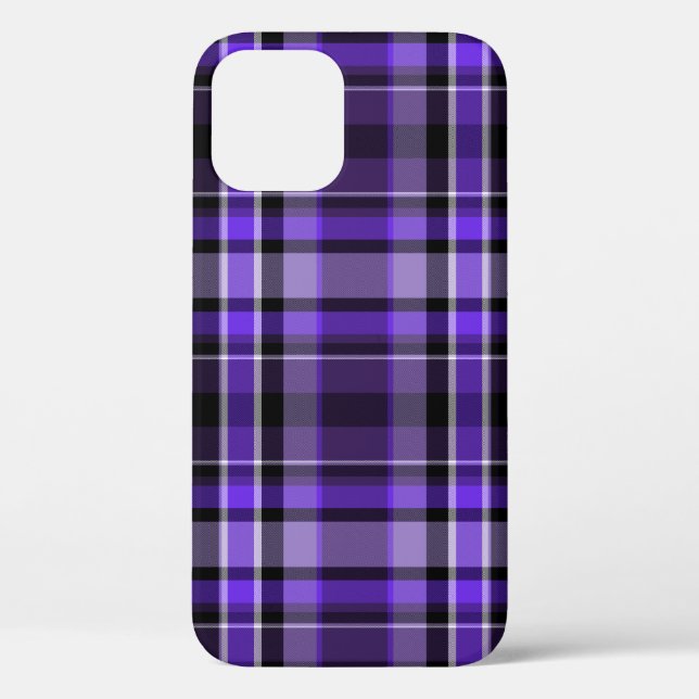 Purple and Black Plaid Case-Mate iPhone Case (Back)