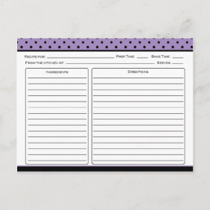 Purple and Black Polka Dot Recipe Cards