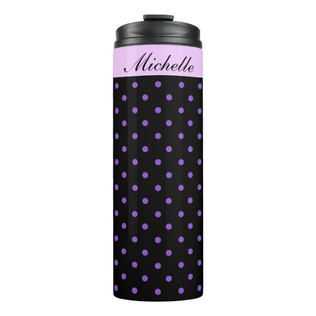 Purple and Black Polka Dot Special Thermal Tumbler (Front)