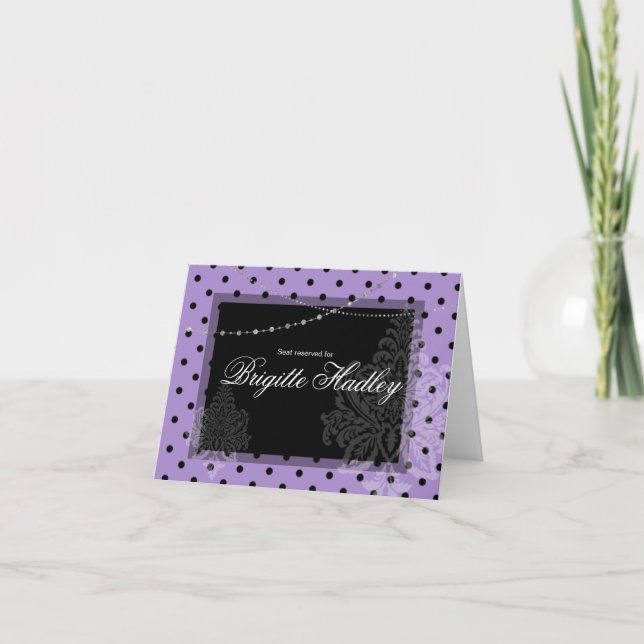 Purple and black polka dots holiday card (Front)