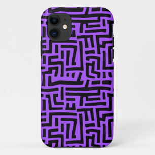 Purple And Black Pop Art Maze Pattern iPhone 11 Case