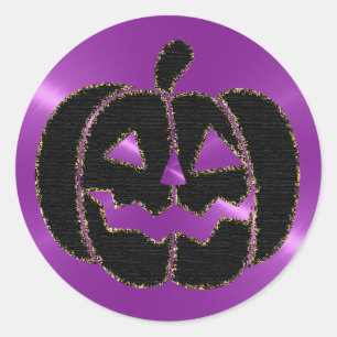 Purple and Black Pumpkin Halloween Stickers