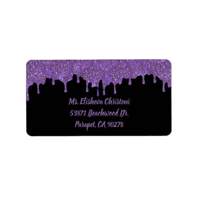 Purple and Black Retro 80s Return Address Labels (Front)