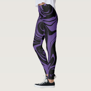 Purple and Black retro marble swirl Leggings